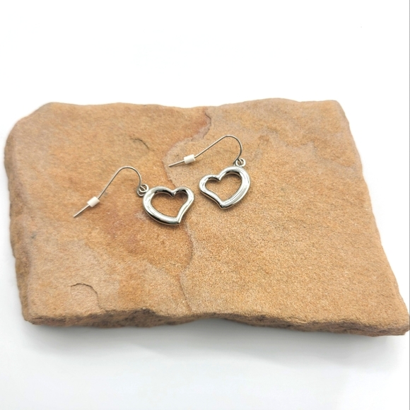Silver Open Heart Hook Earrings - Picture 2 of 4